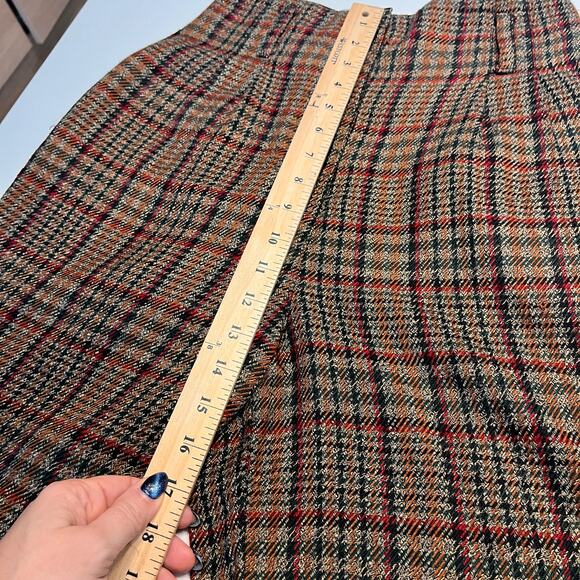 VTG 90'S Express Brown Plaid High Rise Wide Leg Pants Sz 5/6 - Picture 7 of 9